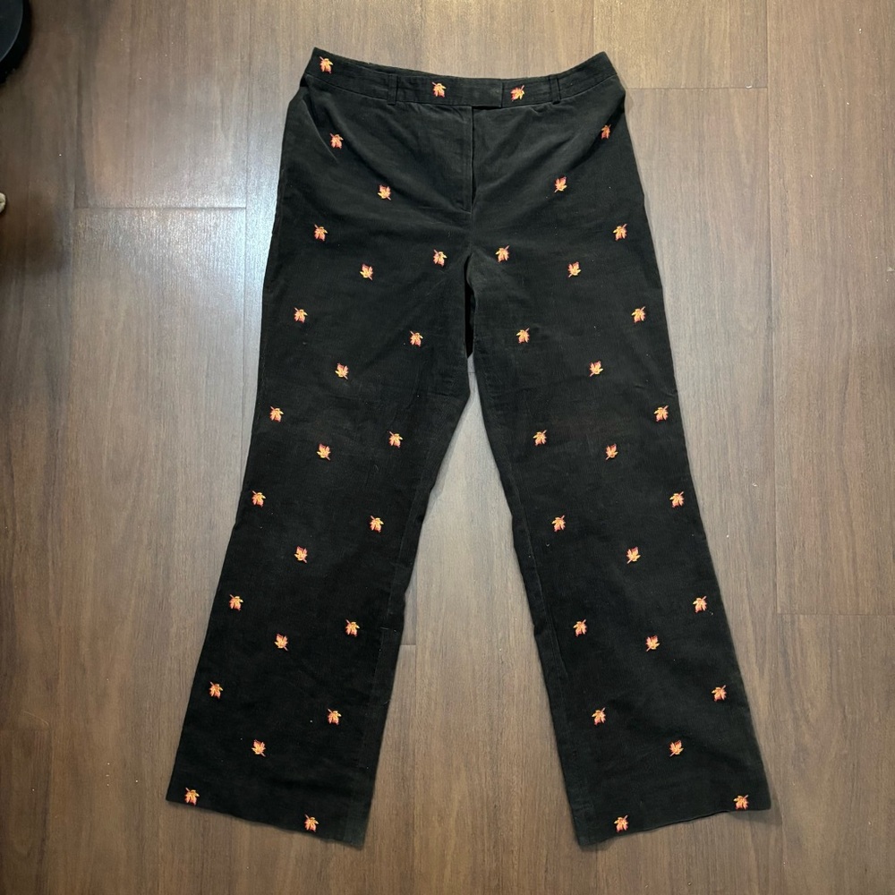Brook Brothers Women's Corduroy Maple Embroidered Pants Size 14